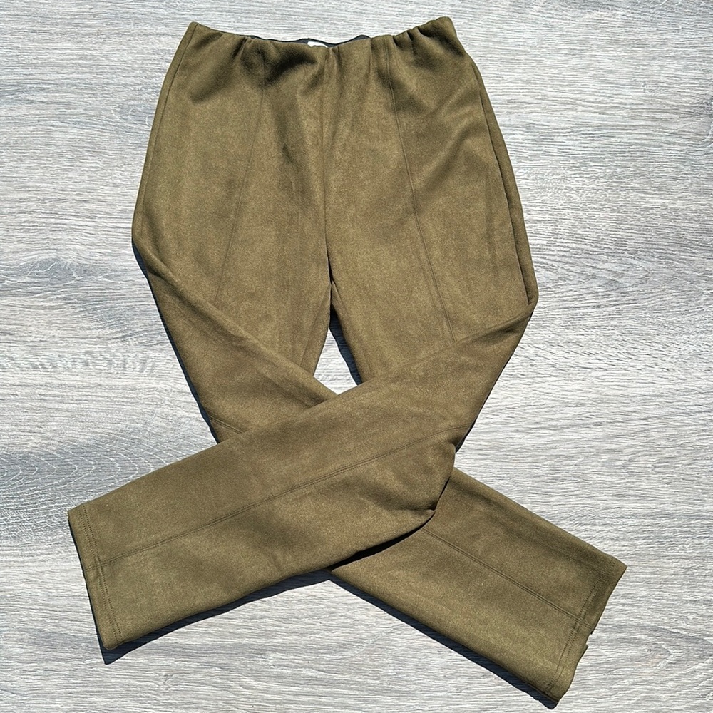 Avec Les Filles faux suede front slit leggings